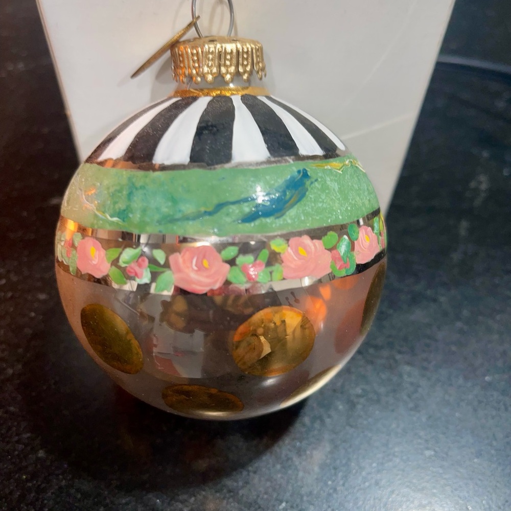 MacKenzie-Childs Striped and Floral Holiday Ornament